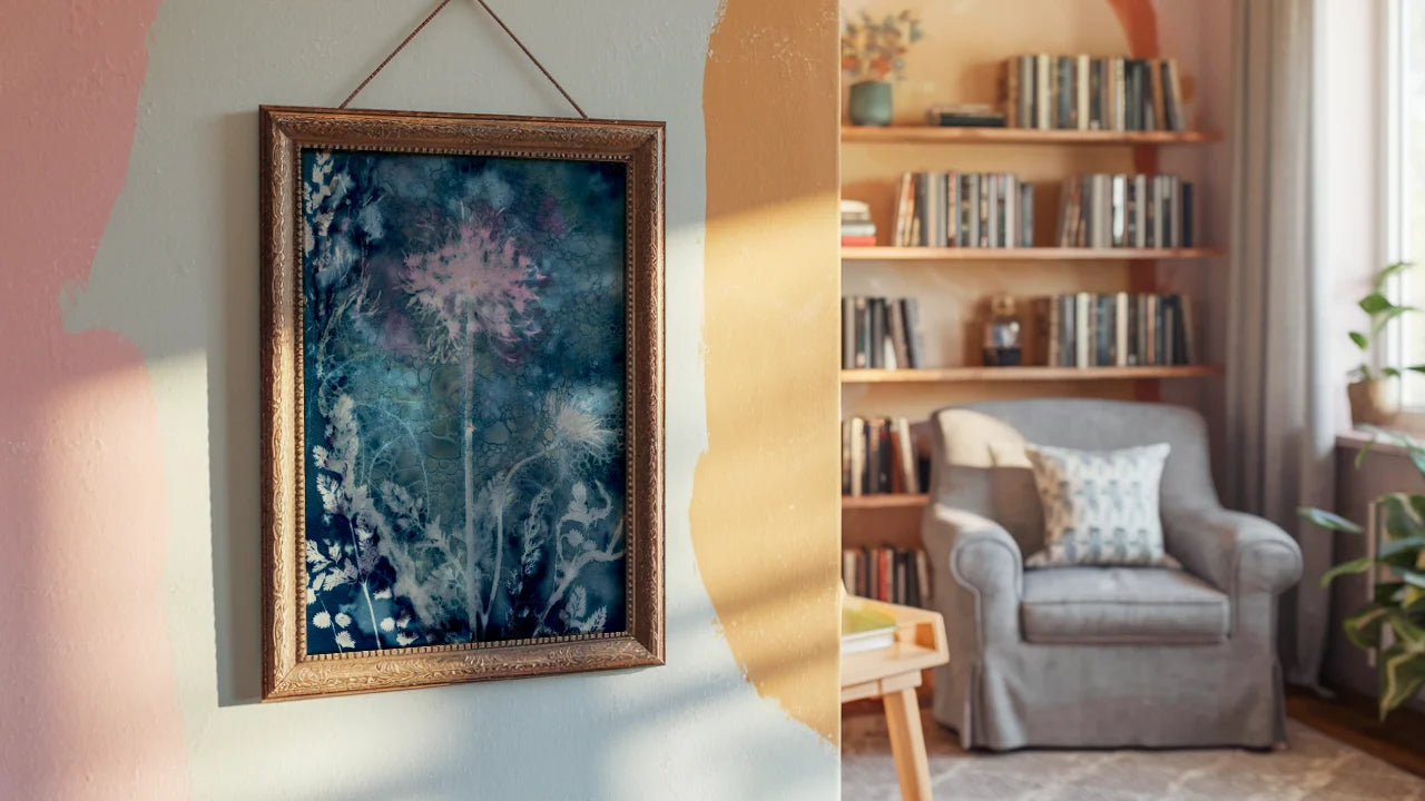 mock up framed art print living room A4